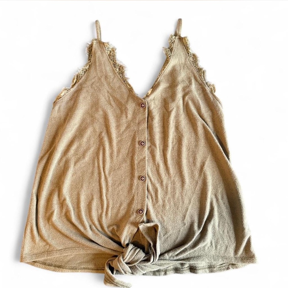 Blu Pepper Olive Lace-Trimmed Top